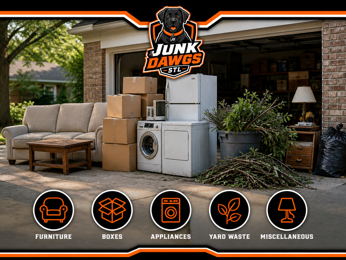 Organized junk removal items for Services and Pricing page